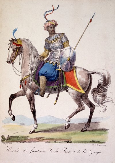 ペルシャとグルジアの国境のクルド人戦士（19世紀後半 作： French School