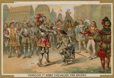 マリニャーノの戦い後、1515年にフランスのシャルル1世がシュヴァリエドベヤードに騎士 作： French School