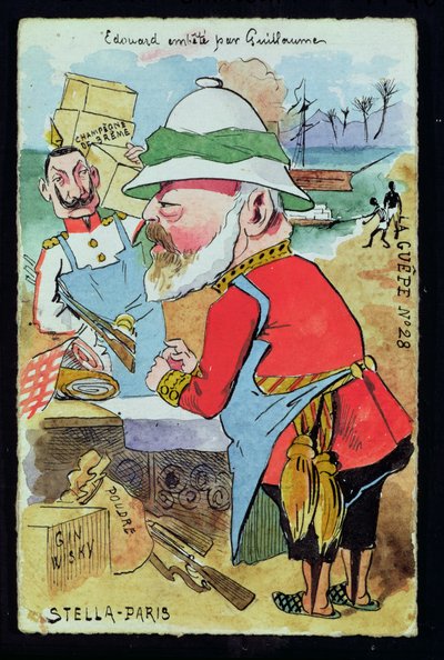 キングエドワード7世（1841-1910）レゲペスのカイザーヴィルヘルム2世（1859-1941）に嫌われ、c.1890（ペンとインク、紙にトイレ） 作： French School