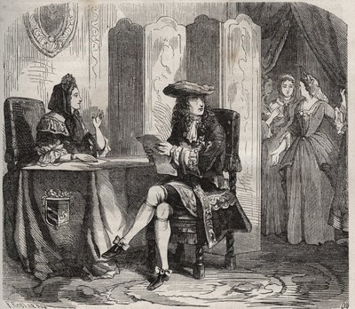 国王ルイ14世（1638 - 1715）とその妻マントノン侯爵夫人（Francoise d
