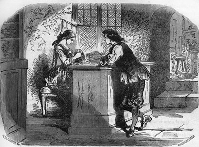 国王ルイ11世（1423-1483）は、愛人であるジゴン夫人のために、宝石商マダム・パセフィロンに豪華な装飾品を注文した。古代から現代までの世界のあらゆる民族における売春と放蕩の歴史」に掲載された版画 作： French School