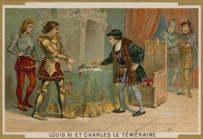 フランス国王ルイ11世とブルゴーニュ公チャールズザボールド 作： French School