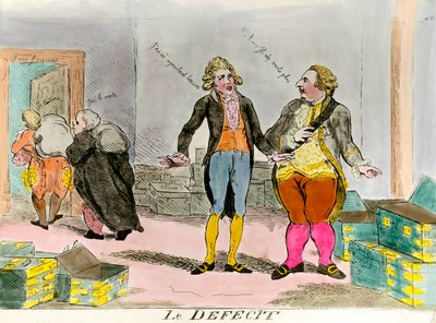 国王ルイ16世と財政赤字「彼らはもうそこにはいない-私はいくつかを残した」。18世紀のエングレーヴィング。個人蔵。 作： French School