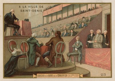 1792年の全国大会の前に裁判中のフランス国王ルイ16世 作： French School