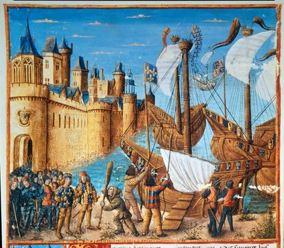 第7回十字軍に参加するフランス王ルイ9世（サン・ルイ）（1214-1270）（細密画 作： French School