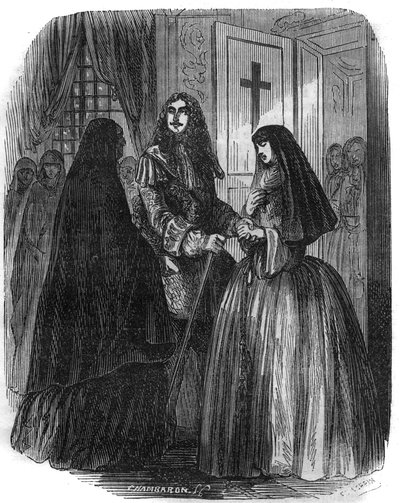 フランス王ルイ14世（1638-1715）とルイーズ・フランソワーズ・ド・ラ・ヴァリエール（1644 - 1710）。19世紀のエングレーヴィング。 作： French School