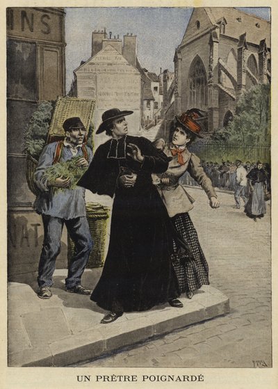 フランスの司祭に対するナイフ攻撃、1897年 作： French School