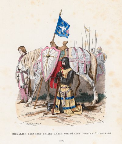 第二次十字軍に向かう前に祈る騎士、1146 作： French School