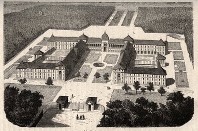 イブリン地方のヴェシネ王立病院（Hopital actuel du Vesinet） - 「PATILE」のエングレーヴィング - DESCRIPTION PECTURERIQUE DE LA FRANCE EN 6 VOLUES BY LUCIEN HUARD - 19世紀末 作： French School
