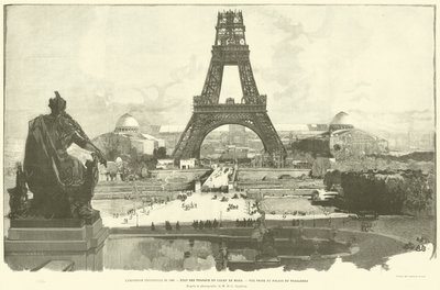 1889年の万国博覧会、シャン・ド・マルスの作品の状態、トロカデロ宮殿からの眺め、M・H・C・ゴデフロイの写真より（エングレーヴィング 作： French School