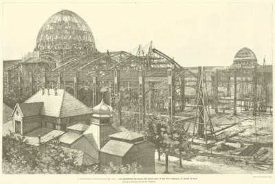 1889年の万国博覧会、シャン・ド・マルスのパレ・デ・ボザール＆デ・アーツ・リベローのシャルペンテス、M・ゴデフロイの写真より（エングレーヴィング 作： French School