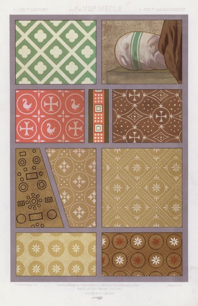 The Ornament Of Fabrics: I-VIIIth Century, from the Ir to the VIIIth Century, I-VIIIth Jahrhundert (color litho) 作： French School