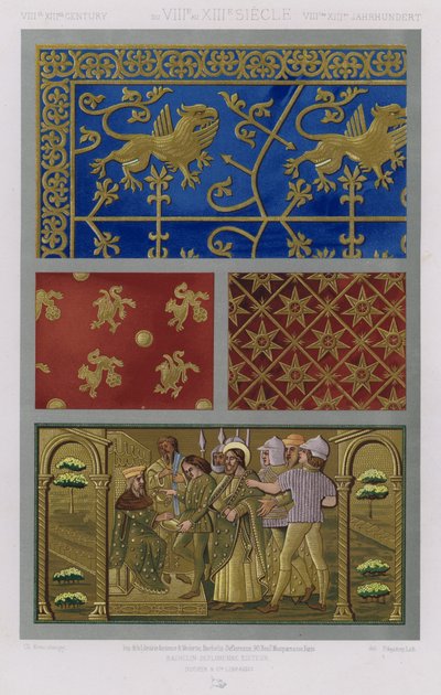 The Ornament Of Fabrics: VIIIth XIIIth Century, from the VIIIth to the XIIItes Jahrhunder (color litho) 作： French School