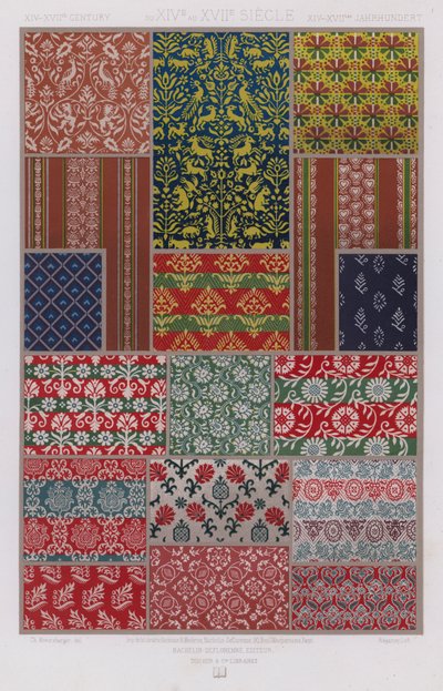 The Ornament Of Fabrics: XIV-XVIIth Century, XIV-XVIIth Jahrhundert (color litho) 作： French School