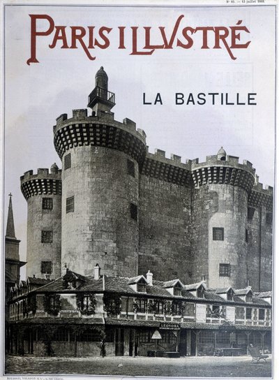 ラ・バスティーユ1889年7月13日付の新聞「Paris illustrious」の表紙。 作： French School