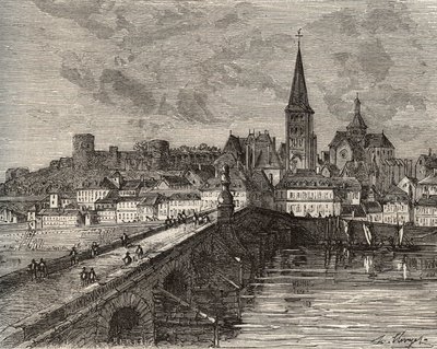 La Charite sur Loire - ラ・シャリテ・シュル・ロワール - ブルゴーニュ地方のニーヴル - V.-A.による「France illustree: geography, history, statistical administration」に掲載された彫刻。Malt-Brown著「France illustree: geography, history, statistical administration」に掲載されている。1884 作： French School
