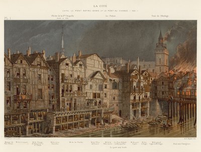 La Cite、ポンノートルダムとポンオーチェンジの間、1621 作： French School