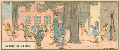 La Cour De LEcole (カラーリトグラフ) 作： French School