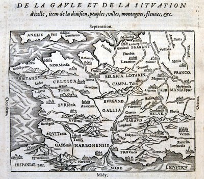 La Gaule, ses fleuves et ses montagnes - François de Belle Forest, ed. Sonnius, Parisの "La Cosmographie universelle du bout du monde "にて。 作： French School