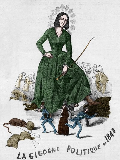 La Gigogne politique de 1848（ジョージ・サンド（Aurore Dupin, Baronne Dudevant）（1804-1876）フランスの作家）。アドルフ・ジュリアンのロマンティックなコレクションから、1848年にブールジュで制作された漫画。 作： French School