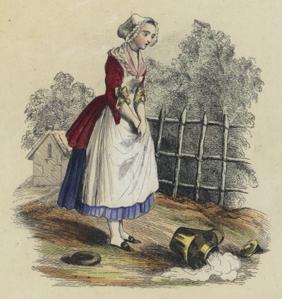La Laitiere Et Le Pot Au Lait（彩色された彫刻 作： French School