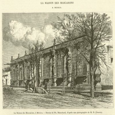 仮面の家、メキシコ」（版画 作： French School