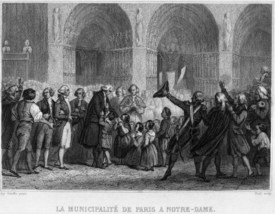 ノートルダム寺院でのパリ市議会議員 -ティエールによる「フランス革命」にて19世紀 作： French School