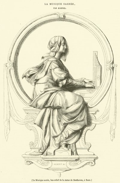 La Musique sacree, bas-relief de la statue of Beethoven, a Bonn (e.g. engraving) 作： French School