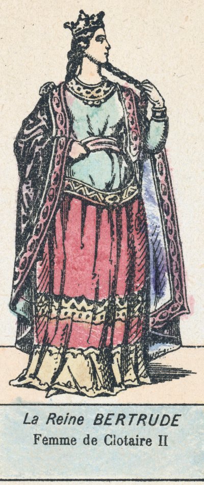 王妃ベルトリュード（クロテール2世の妻）（彩色画 作： French School