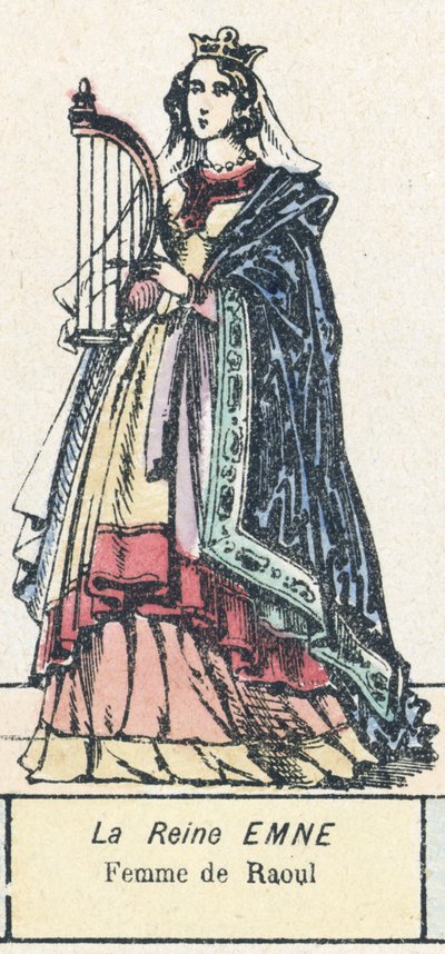 ラウルの妻、エムネ王妃（彩色画 作： French School