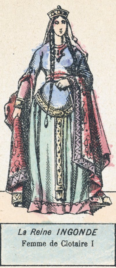 クロテール1世の妻、インゴンデ女王（彩色画 作： French School