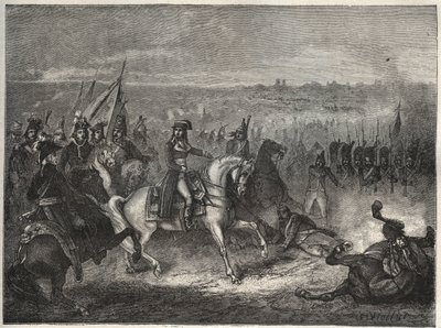La battle de Lonato - NAPOLEON AT LONATO - CASTIGLIONEの第2の戦いとも呼ばれる：イタリア遠征において、ナポレオンはウルムザー率いるオーストリア軍を破り、マントヴァに退却させた。1796年8月3日 - モーリス・ラ・シャールによる新国民百科事典 作： French School