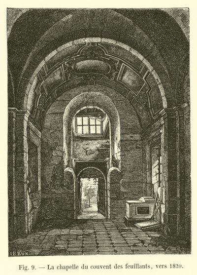 1820年頃のFeuillant修道院の礼拝堂 作： French School