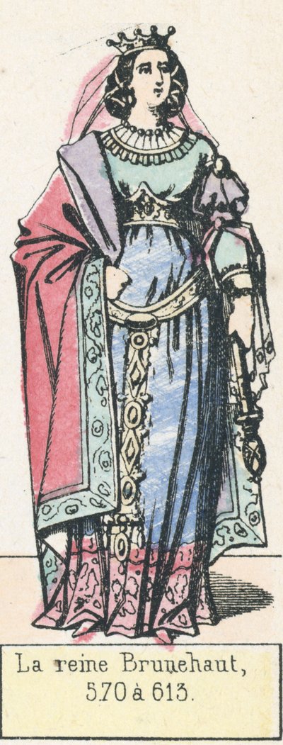 女王ブリュネハウ、570年から613年（彩色済み彫刻 作： French School