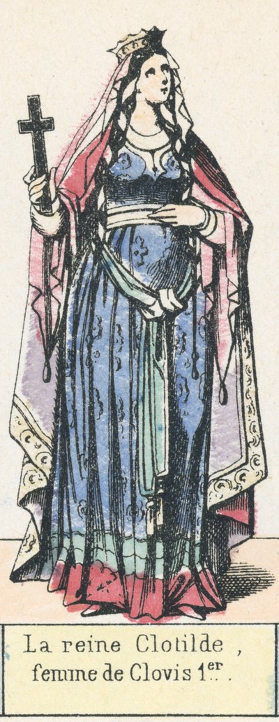クロヴィス1世の妻、王妃クロティルデ（彩色済み彫刻 作： French School