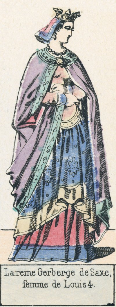ルートヴィヒ4世の妻、ザクセン王国のゲルベルゲ女王（彩色済み彫刻 作： French School