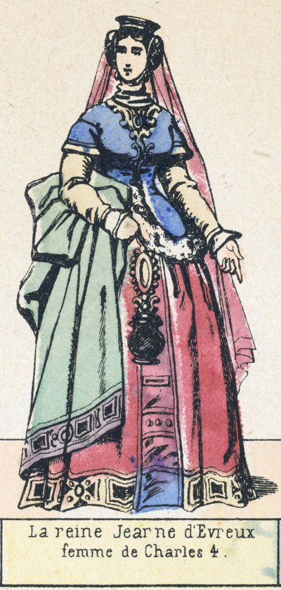 シャルル4世の妻、ジャンヌ・デヴルー王妃（彩色済み彫刻作品 作： French School