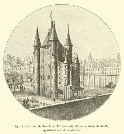 1793年の東海岸の寺院の塔。ニコルの絵の後; M de Saint-Albinに所属 作： French School