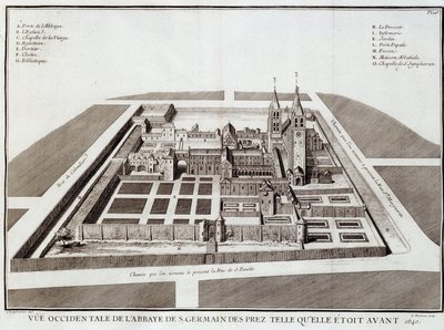 1640年以前のサン・ジェルマン修道院 - ドム・ジャック・ブイヤール著「サン・ジェルマン・デ・プレ修道院の歴史」、デュプイ編、パリ 作： French School