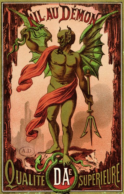 Fil au Demonブランドのミシン糸ラベル、c.1880-90 作： French School
