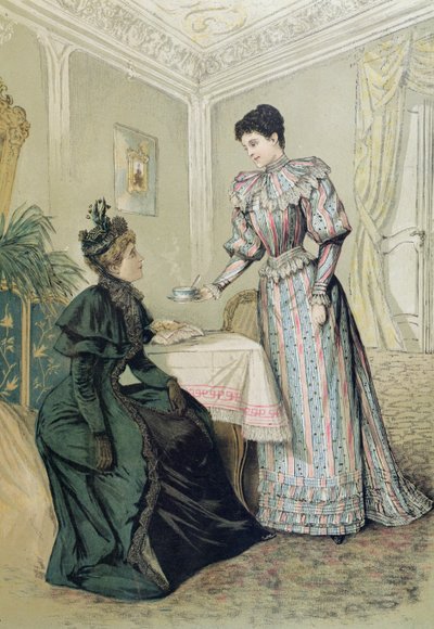 お茶を飲む女性。 1890年頃 作： French School