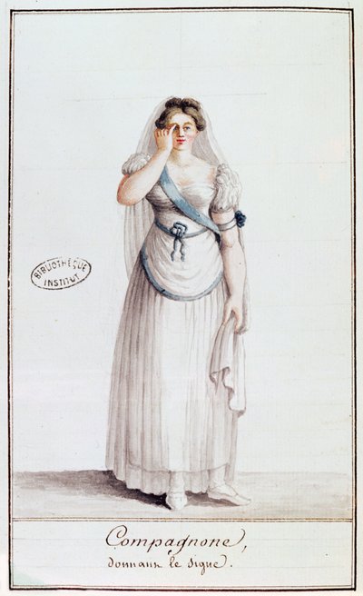 サインを与えるフリーメイソン夫人、1805年（wcolour） 作： French School