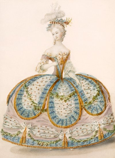 王室のためのドレスを着ている女性、デザインattr。 Anvorious、パブへ。 1796年4月 作： French School