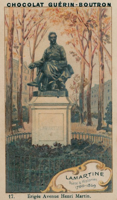 Lamartine、Poete＆Historien、1790-1869、Erigee Avenue Henri Martin 作： French School