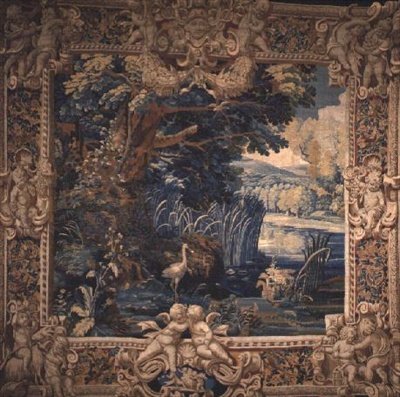 風景、パリ、17世紀初頭（ウールとシルクのタペストリー 作： French School