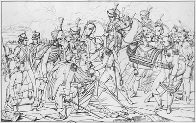 1810年のサロン、アルバートポールブルジョワの絵画の後、1809年5月22日のエスリングの戦いでのランタン元帥、モンテベロ公爵の最後の瞬間 作： French School