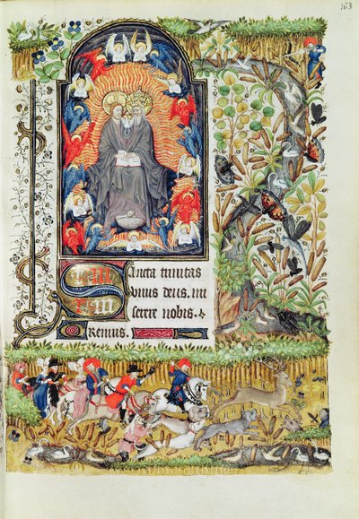緯度1156 B f.163 11月;鹿狩り、マルグリットドルレアンの時間、1426-38 作： French School