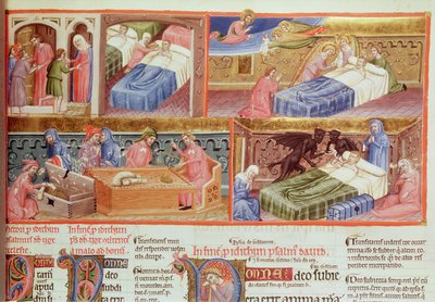 緯度8846 f.106ヘブライカロマナガリカから天国に連れて行かれる善人と地獄に貪欲な人 作： French School