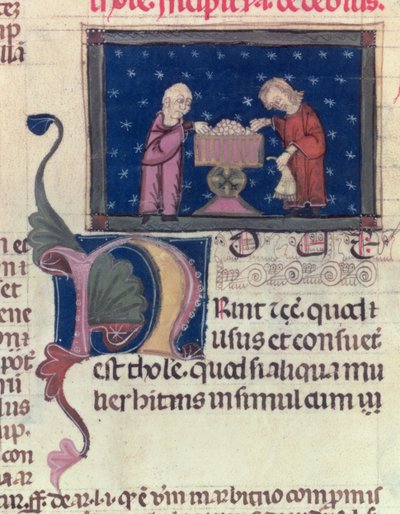 Lat 9187 fol.11v Coutumes de Toulouse、1296年の債務者 作： French School