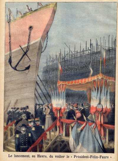 帆船「フェリックス・フォール大統領」がル・アーブルで進水"Le petit Journal" 作： French School